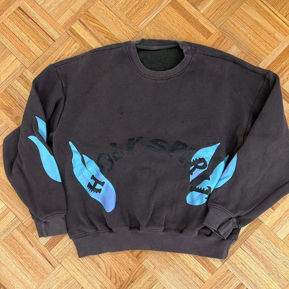 Kanye West Sunday Service Grey & Blue Holy Spirit puff print crew neck